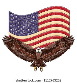 american eagle symbol waving flag national