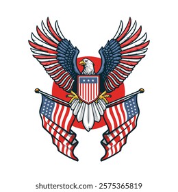 american eagle and symbols illustration