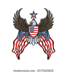 american eagle and symbols illustration