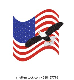 American Eagle US flag background poster card vector