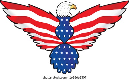 American Eagle with US Flag as feathers