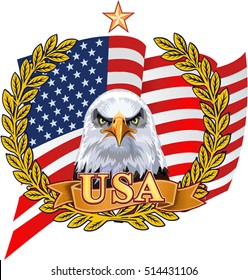 American eagle with USA flag