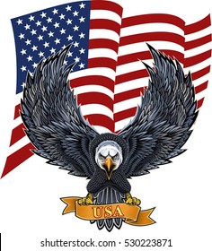 American eagle with USA flag