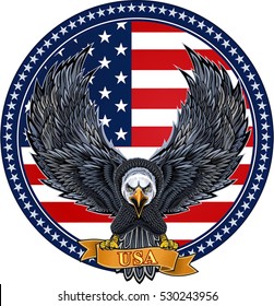 American eagle with USA flag