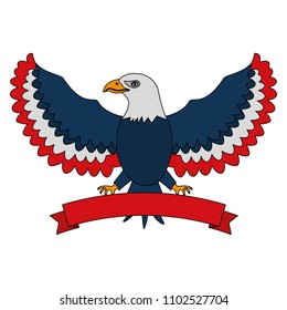 american eagle with usa flag color ribbon mascot