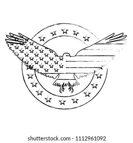american eagle usa flag emblem label decoration