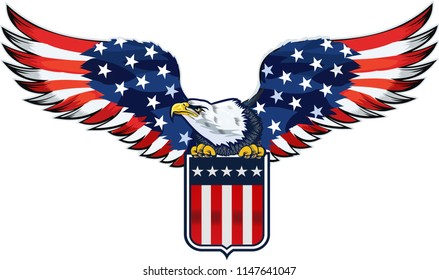 American eagle with USA flags