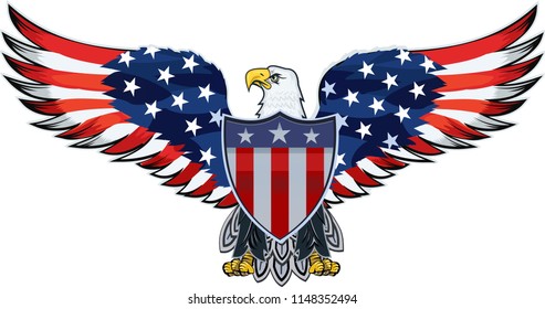 American eagle with USA flags