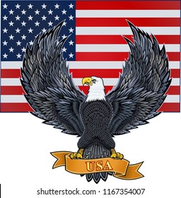 American eagle with USA flags