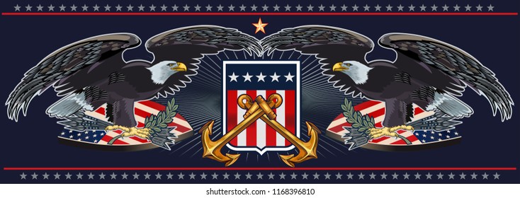 American eagle with USA flags