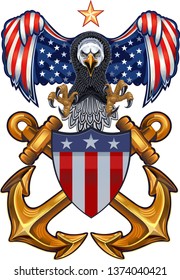 American eagle with USA flags