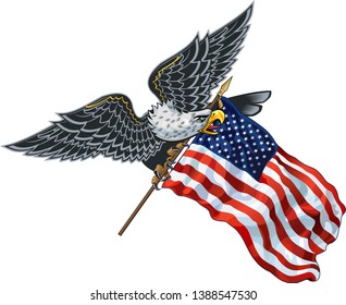 American eagle with USA flags