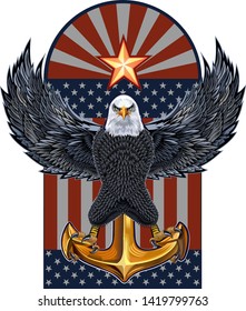 American eagle with USA flags