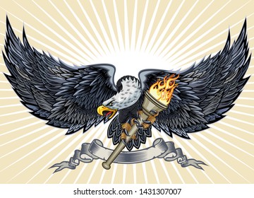 American eagle with USA flags
