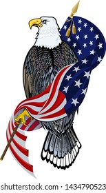 American eagle with USA flags
