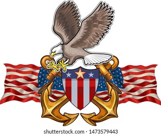 American eagle with USA flags