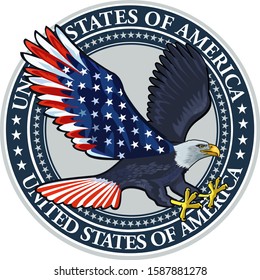 American eagle with USA flags