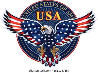 American eagle with USA flags