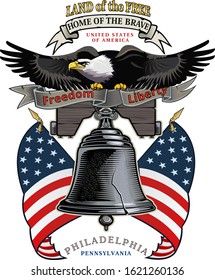 American eagle with USA flags