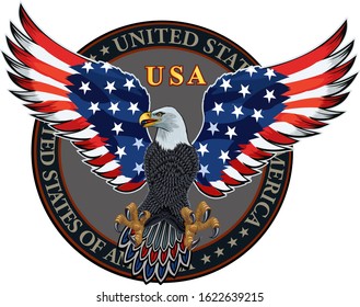 American eagle with USA flags