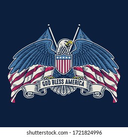 American eagle with USA flags.