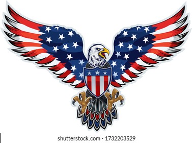 American eagle with USA flags