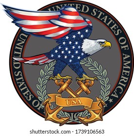 American eagle with USA flags