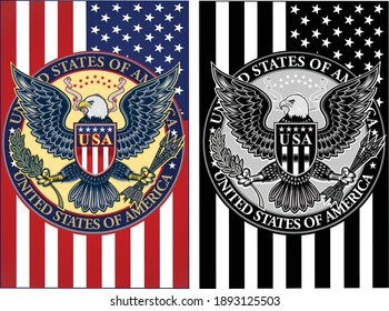 American eagle with USA flags
