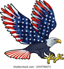 American Eagle With USA Flags