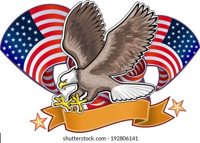 American eagle with USA flags