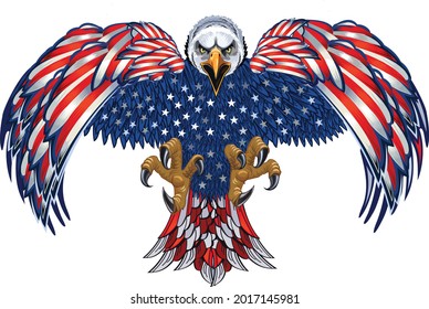 Águila americana con banderas de los Estados Unidos