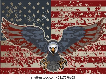 American eagle with USA flags