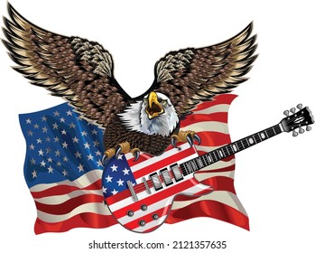 American eagle with USA flags