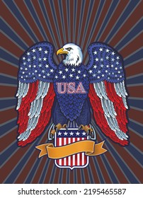 American eagle with USA flags
