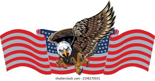 American eagle with USA flags