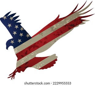 Águila americana con banderas de los Estados Unidos