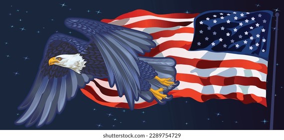 American eagle with USA flags