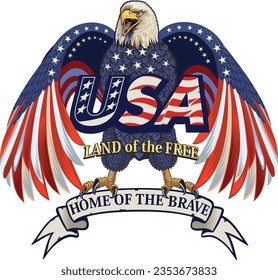 American eagle with USA flags