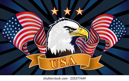 American eagle with USA flags