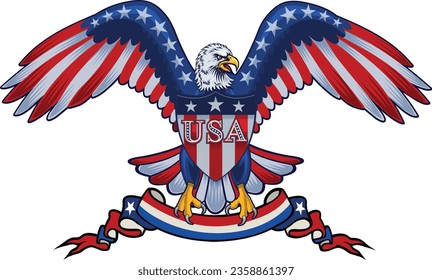 American eagle with USA flags