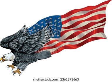 American eagle with USA flags