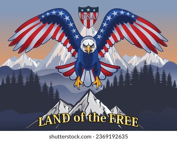 American eagle with USA flags