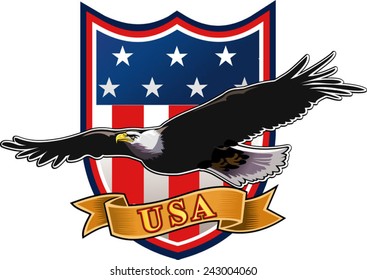 American eagle with USA flags