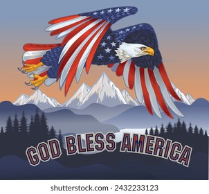 American eagle with USA flags