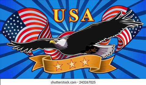 American eagle with USA flags