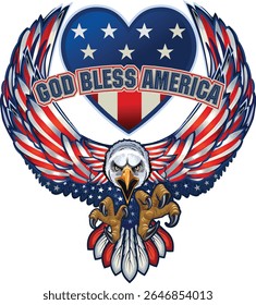 American eagle with USA flags