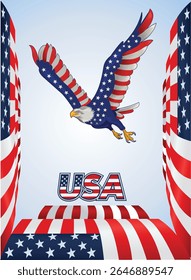 American eagle with USA flags