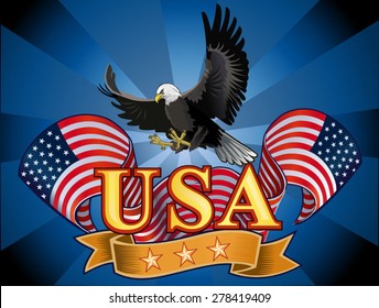 American eagle with USA flags