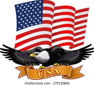 American eagle with USA flags