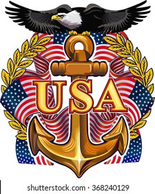 American eagle with USA flags
